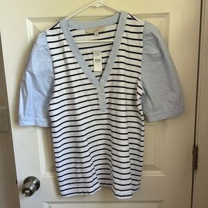 NWT LOFT striped short sleeve work top, size medium
